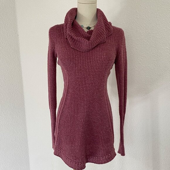 Angel of the North Anthro Cowl Neck Sweater Womens XS Pink Chunky Knit - Picture 2 of 16